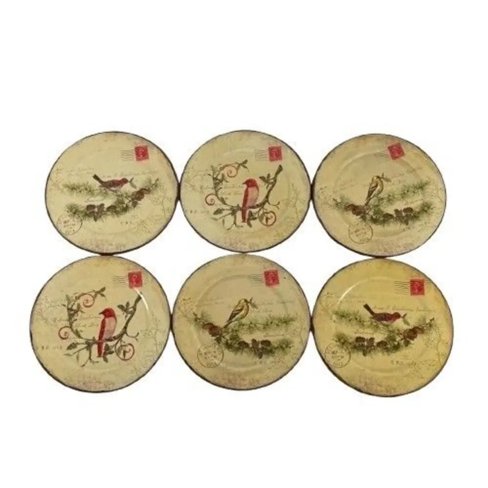 Creative Co-Op Kate McRostie Redbird Bird Design Works Coaster Set w/ Holder